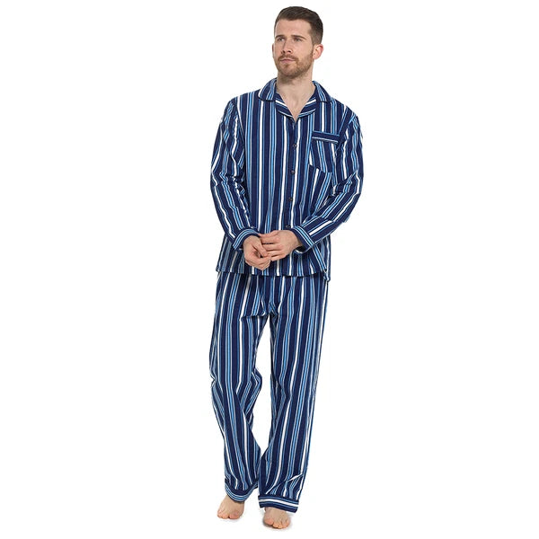 Mens BRUSHED Cotton PYJAMAS Set Winter Warm Traditional 100% Cotton FLANNEL PJs