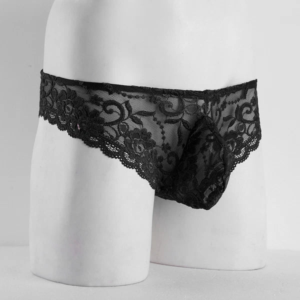 Men Ruffled Lingerie Set Cami Straps Bandeau Bra Thong 2Pcs Crossdresser Pajamas