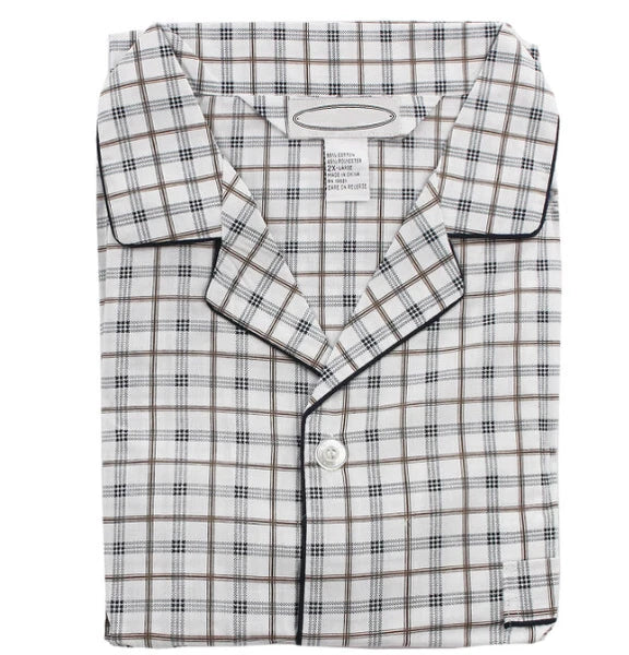 Men's Cotton Blend Button Up 2 Piece Sleepwear Pajama Set