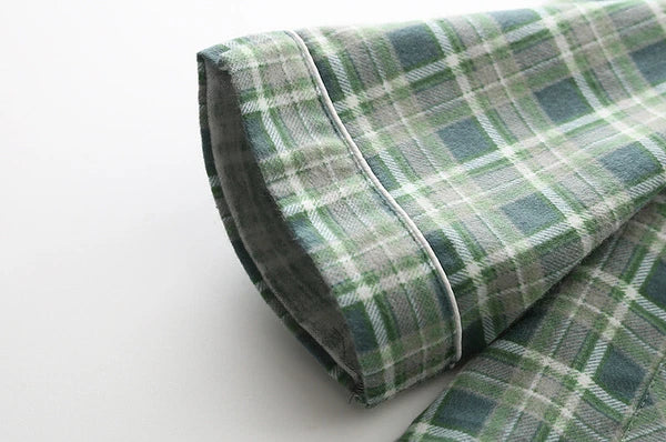 Men 100% Cotton Pajamas Set Long Sleeve Pjs Button Soft Pants Sleepwear Lounger