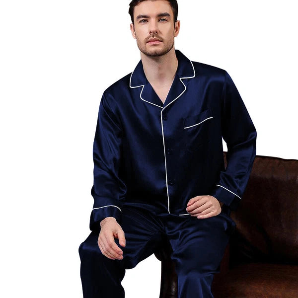 Mens Silk Satin  Pajamas -PJ Set  Top and Bottom ''5 DAY DELIVERY - USA Seller''