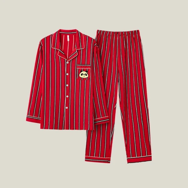 Men's Pajama Set Striped Sleepwear Antibacterial Comfortable Fashion Long Sleeve