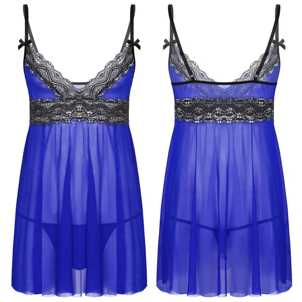 Mens Sissy Nightdress Pajamas Crossdress Nightwear Lingerie Set Sleepwear