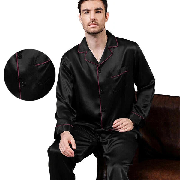 Mens Silk Satin  Pajamas -PJ Set  Top and Bottom ''5 DAY DELIVERY - USA Seller''