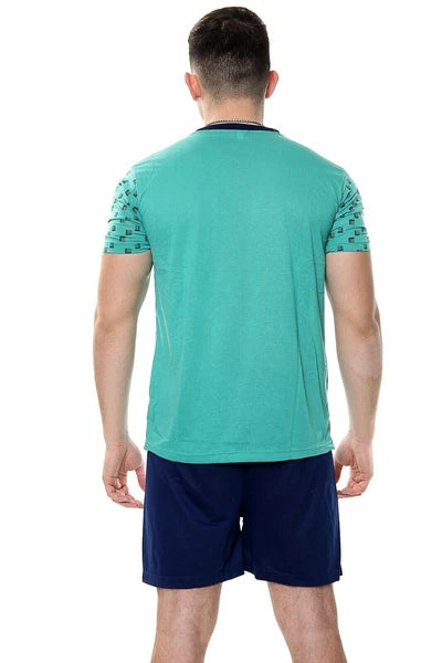 Mens Pyjama Set Short Sleeve Cotton Blend Lounge Wear Mens PJ Shorts Set