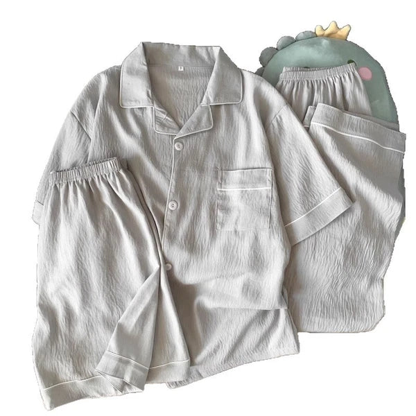 Men's Cloud Cotton Pajama Set - Short Sleeve + Long/Short Pants (L-3XL)