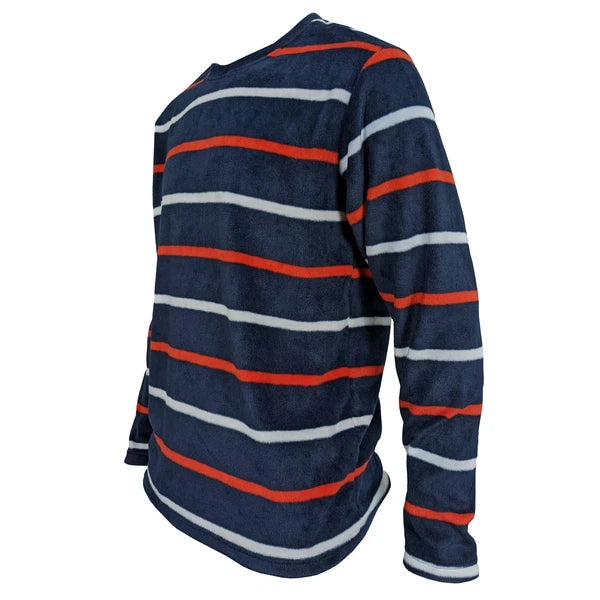 Mens Fleece Warm Soft Pyjamas Striped PJ Set Nightwear Nightsuit Pyjama S-4XL