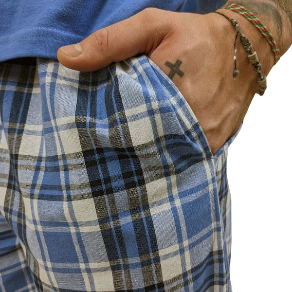 Pyjama SET Mens Cotton Top & Pant Lounge Pockets Sleep 2 Piece PJS Summer M/4XL