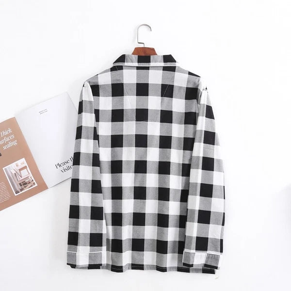 Men's Pajamas Set 100% Cotton Sleepwear Long Sleeve Button Top Pants Nightwear