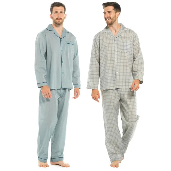 A2Z Mens Pyjama Traditional Poly Pyjama Sets Long Sleeve 2 Piece Pyjamas Top Set