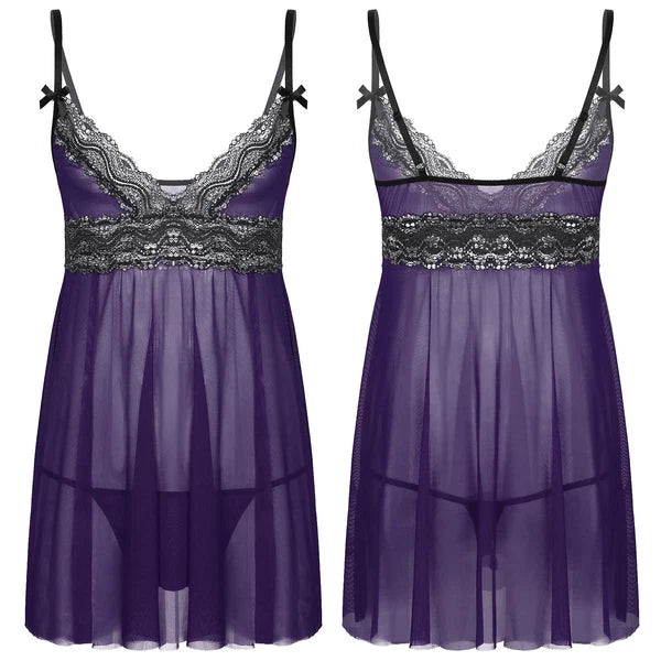 Mens Sissy Nightdress Pajamas Crossdress Nightwear Lingerie Set Sleepwear