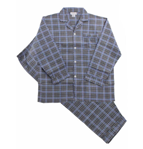 Men's Cotton Blend Button Up 2 Piece Sleepwear Pajama Set