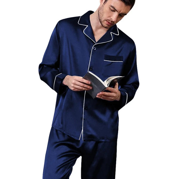 Mens Silk Satin  Pajamas -PJ Set  Top and Bottom ''5 DAY DELIVERY - USA Seller''