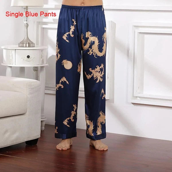 2024 New Men's Satin Pajama Robe and Pants Pajama Set Hot