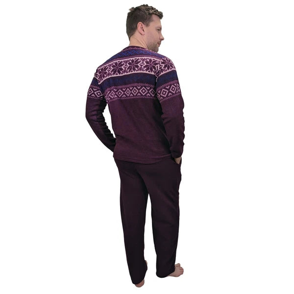 Men's Pyjama Set Fairisle Comfort Fleece Design PJS Soft Warm 2 PC S-4XL L/S PJ