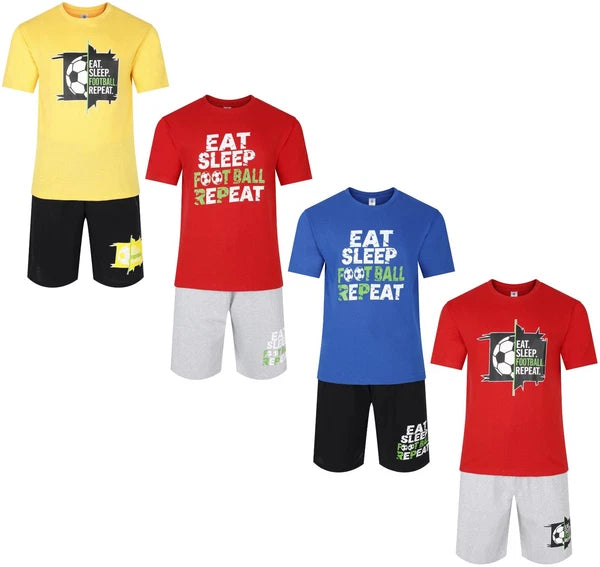 Mens Short Pyjamas Football PJ Sets Footy Night Sleep Lounge Wear L XL XXL New