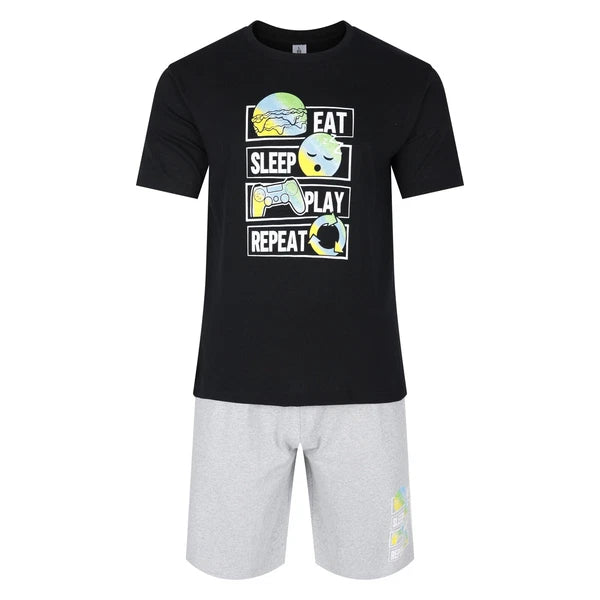 Mens Short Pyjamas Gamer PJ Sets Gaming Night Sleep Lounge Wear L XL XXL New
