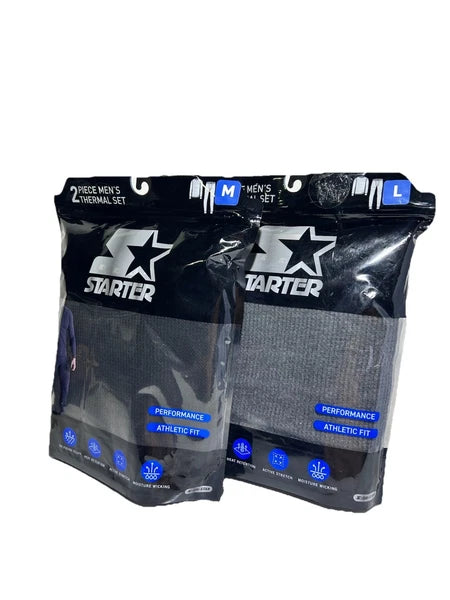 New Starter Men's 2 Piece Performance Waffle Knit Thermal Pajama Set Sizes M, L