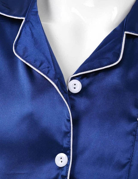 Men Silk Satin Pajamas Set Shirt Top Shorts Pants Long Robe Sleepwear Nightwear