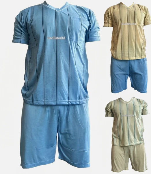 SUMMER Mens Pyjamas Shorts Set Nightwear Pjs Short Sleeve Loungewear Cotton Cool
