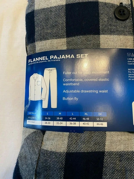 NWT Men's Hanes Flannel RED / BLACK Gray Plaid L/S Pant Set Pajamas PJs Cotton