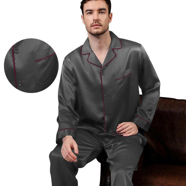 Mens Silk Satin  Pajamas -PJ Set  Top and Bottom ''5 DAY DELIVERY - USA Seller''