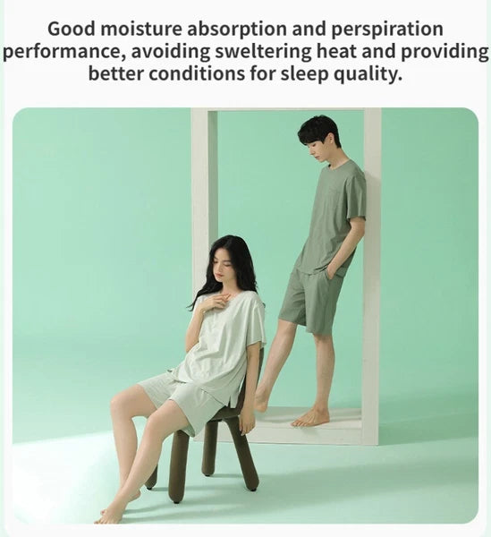 Men's Pajamas Soft Cooling Pure Color Short Sleeve Comfortable Summer Home Wear