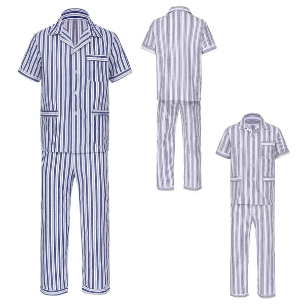 Mens Homewear 2pcs Pajama Set Sleep Sleepwear Shirt Nightgown Button Down Suits