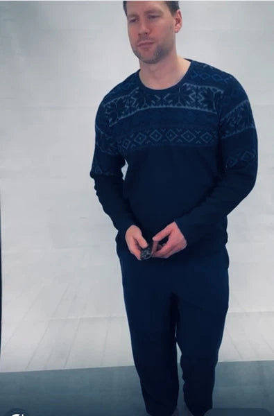Men's Pyjama Set Fairisle Comfort Fleece Design PJS Soft Warm 2 PC S-4XL L/S PJ
