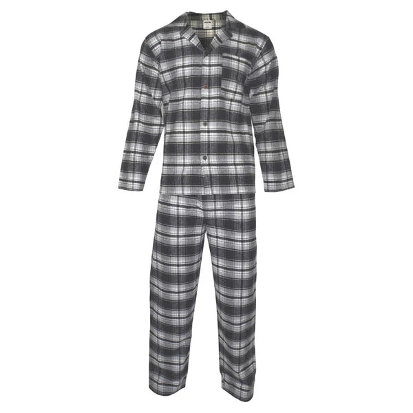 Mens Pyjamas Flannel Brushed Cotton Check Stripe Pyjama Set PJS Sizes S  2XL 3XL