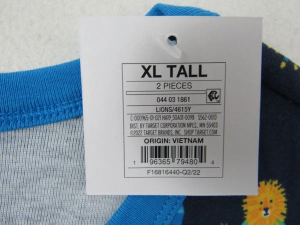 Target Mens Blue 2-Piece Long-Sleeve Lion Pajama Set