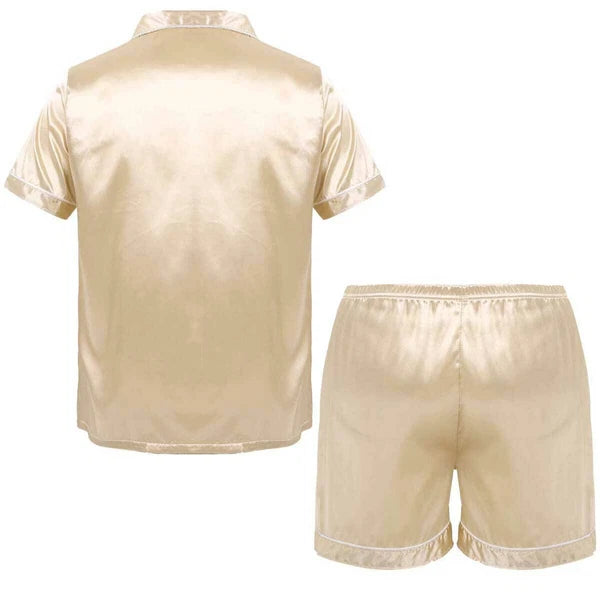 Men's Pajamas Set Soft Satin Homewear Ice Silk Bathrobes Sleepwear Nightwear
