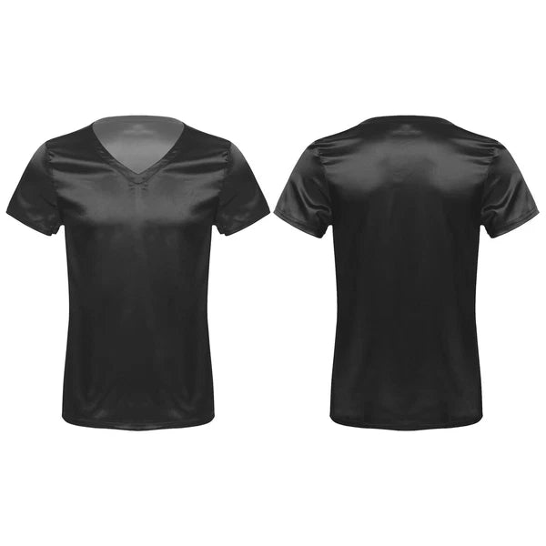 Mens Muscle Shirts Pajama Set Sexy Satin Sleepwear Tank Top Shorts Nightwear