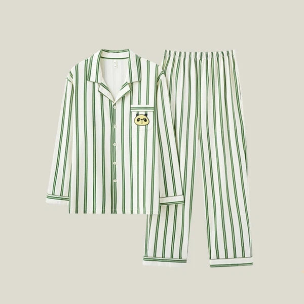 Men's Pajama Set Striped Sleepwear Antibacterial Comfortable Fashion Long Sleeve