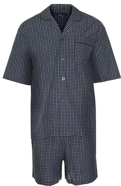 Mens Champion Richmond Polycotton Short Sleeve Check Short Pyjamas Size M to 3XL