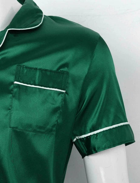 Men's Pajamas Set Soft Satin Homewear Ice Silk Bathrobes Sleepwear Nightwear