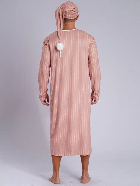 Mens Nightwear Halloween Nightgowns Plaid Pajamas Pompom Loungewear Nightshirt