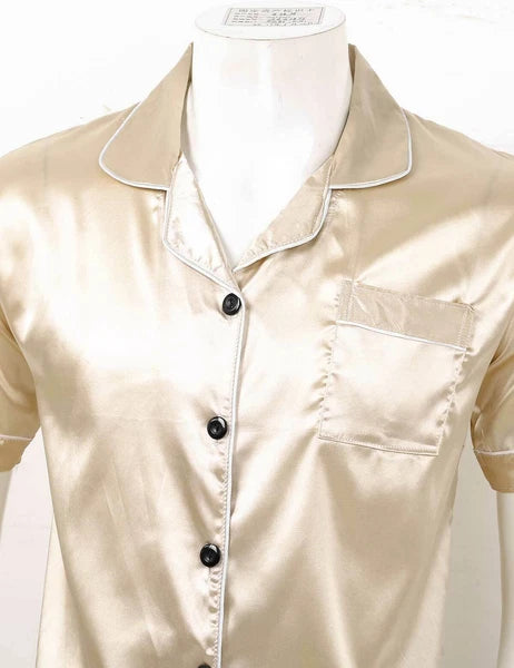 Men Silk Satin Pajamas Set Shirt Top Shorts Pants Long Robe Sleepwear Nightwear