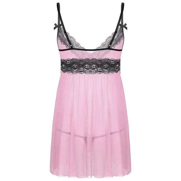 Mens Sissy Nightdress Pajamas Crossdress Nightwear Lingerie Set Sleepwear