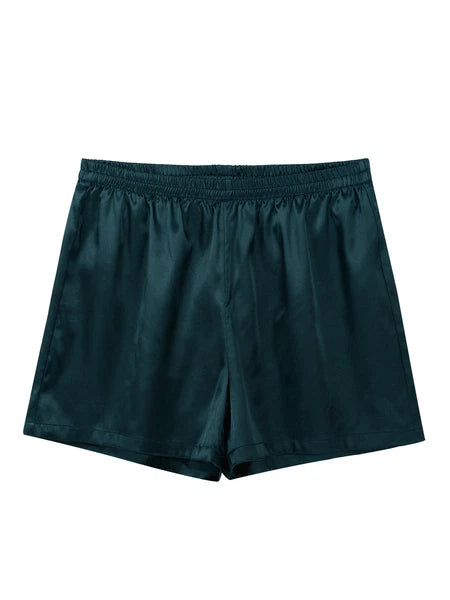 Men's Silk Satin Pajamas Set Vest Top and Boxer Shorts Sleepwear Home Loungewear