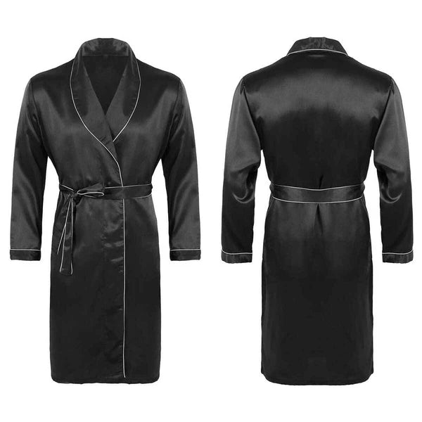 Men's Pajamas Set Soft Satin Homewear Ice Silk Bathrobes Sleepwear Nightwear