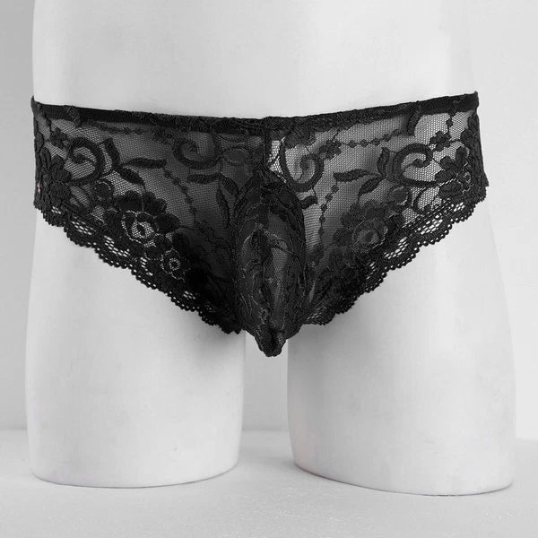 Men Ruffled Lingerie Set Cami Straps Bandeau Bra Thong 2Pcs Crossdresser Pajamas