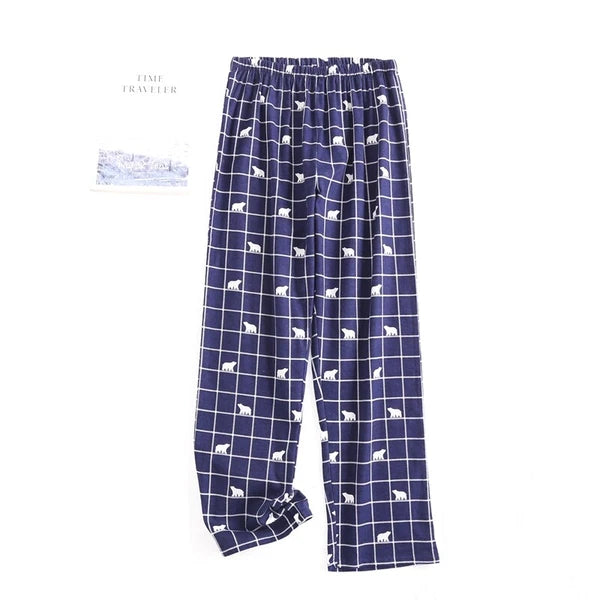 Men's Pajamas Set 100% Cotton Sleepwear Long Sleeve Button Top Pants Nightwear