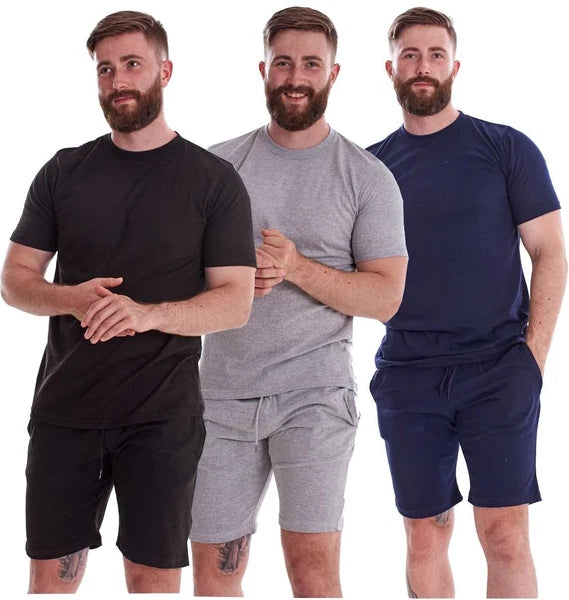 Mens Nightwear Set T Shirt and Shorts Two Piece Pyjamas Summer Sleep Lounge Wear