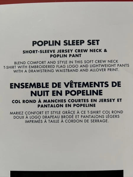 TOMMY HILFIGER POLPLIN COTTON SLEEPWEAR LOUNGE RED NAVY SET PAJAMA LARGE $65