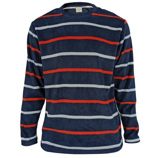 Mens Fleece Warm Soft Pyjamas Striped PJ Set Nightwear Nightsuit Pyjama S-4XL