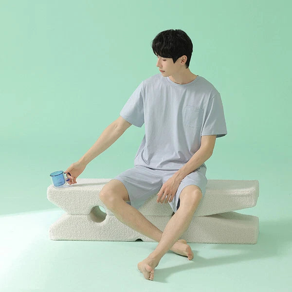 Men's Pajamas Soft Cooling Pure Color Short Sleeve Comfortable Summer Home Wear