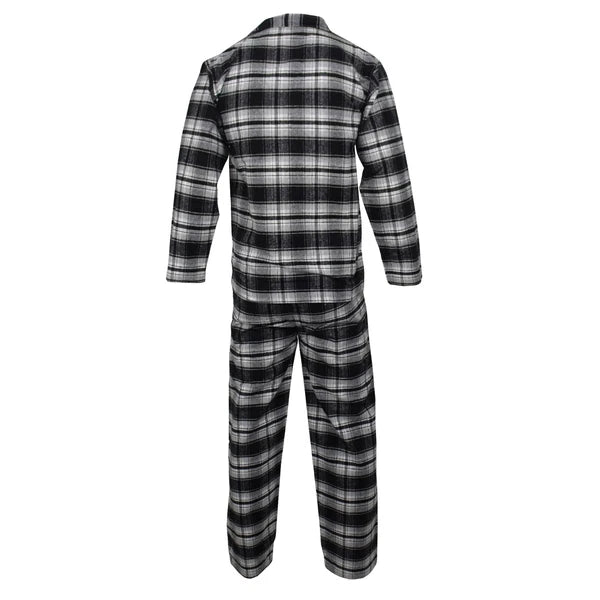Mens Pyjamas Flannel Brushed Cotton Check Stripe Pyjama Set PJS Sizes S  2XL 3XL