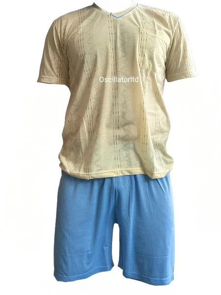 Mens SUMMER Cool Pyjamas Shorts Set Short Sleeve Nightwear Pjs Loungewear Cotton
