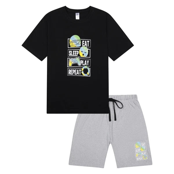 Mens Short Pyjamas Gamer PJ Sets Gaming Night Sleep Lounge Wear L XL XXL New
